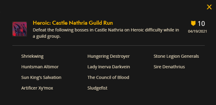 Heroic clear achievement