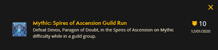 Guild mythic plus achievement