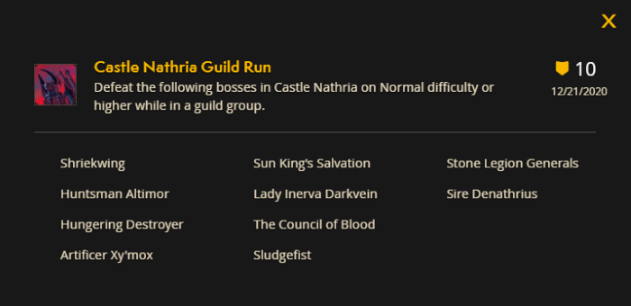 Heroic clear achievement